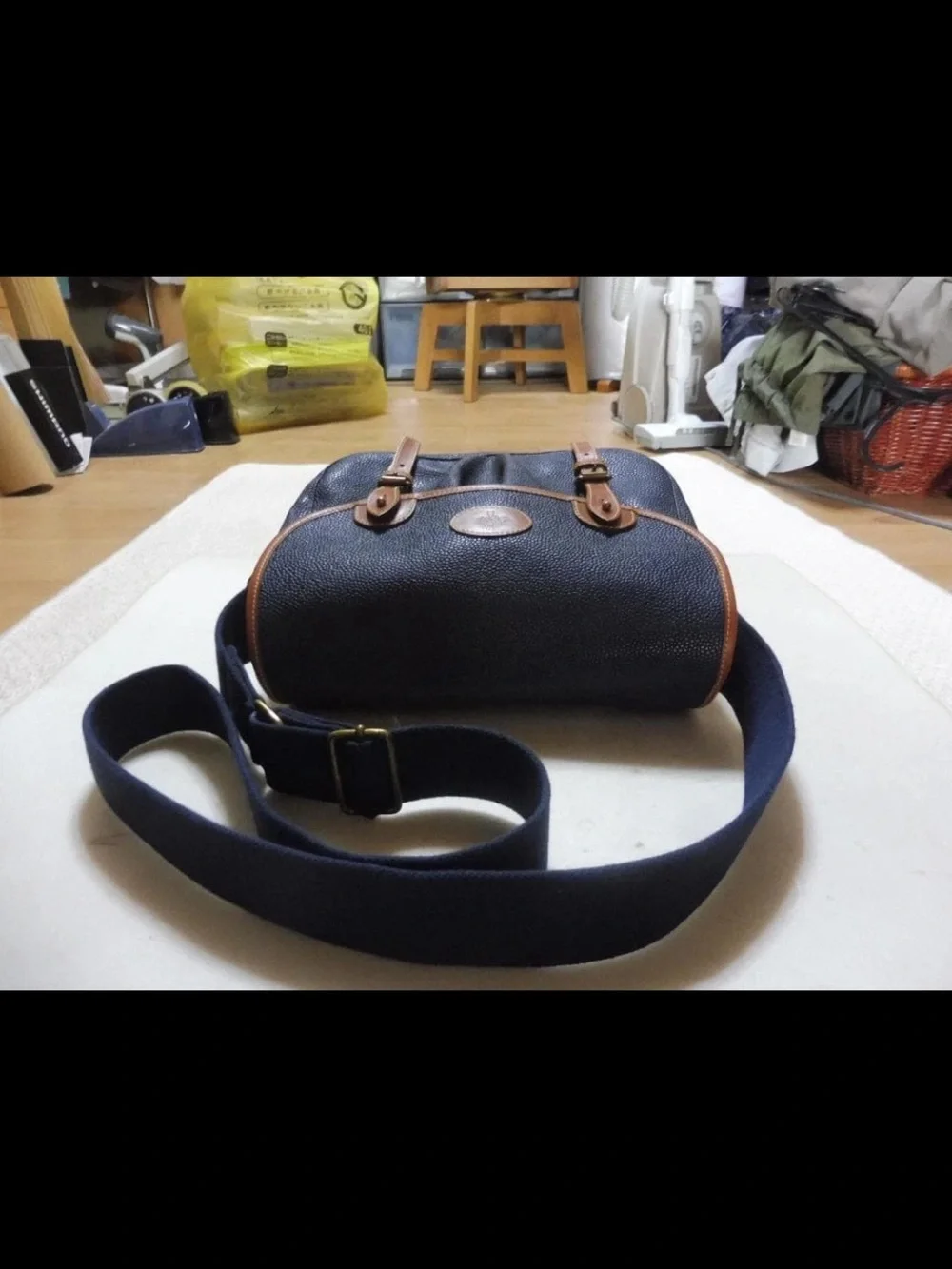 Mulberry Navy Leather-Trim Crossbody Messenger Bag